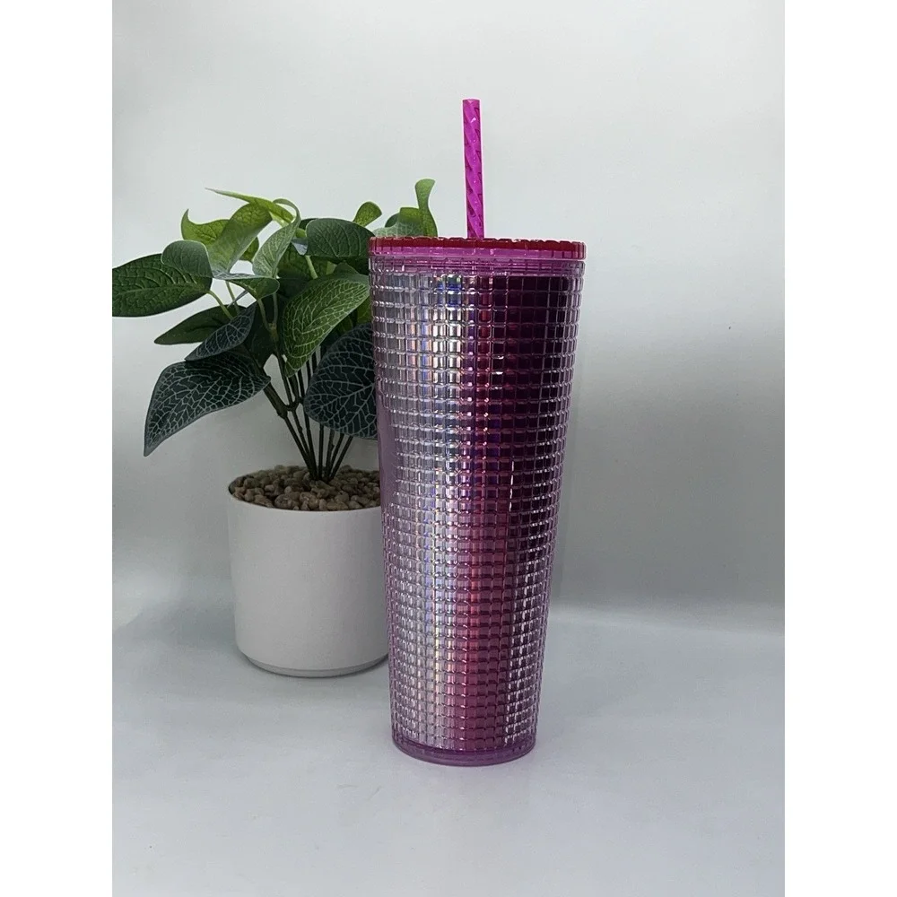 NEW! Starbucks 2020‎ Limited Edition VENTI 24oz Dark Pink Disco Tumbler W/Straw